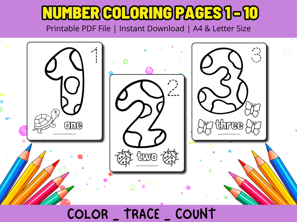 Free Number Coloring Pages for Kids