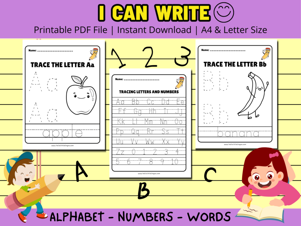 Free alphabet handwriting pratice worksheets for kids,