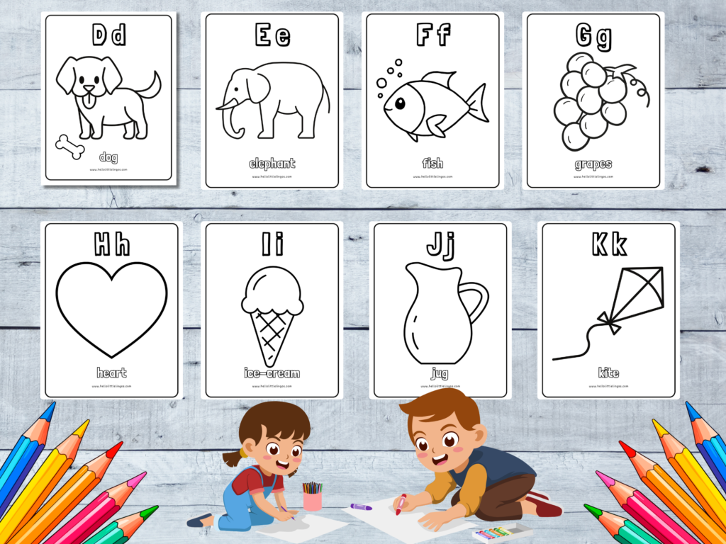 Free Alphabet Coloring Pages for Kids in English, Free Alphabet Coloring Worksheets in English, Learn English Alphabet ABC