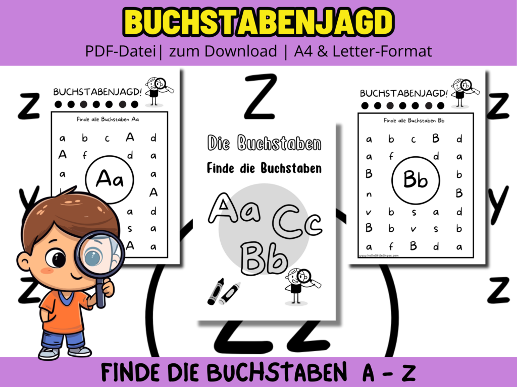 free alphabet scavenger hunt worksheets for kids in german