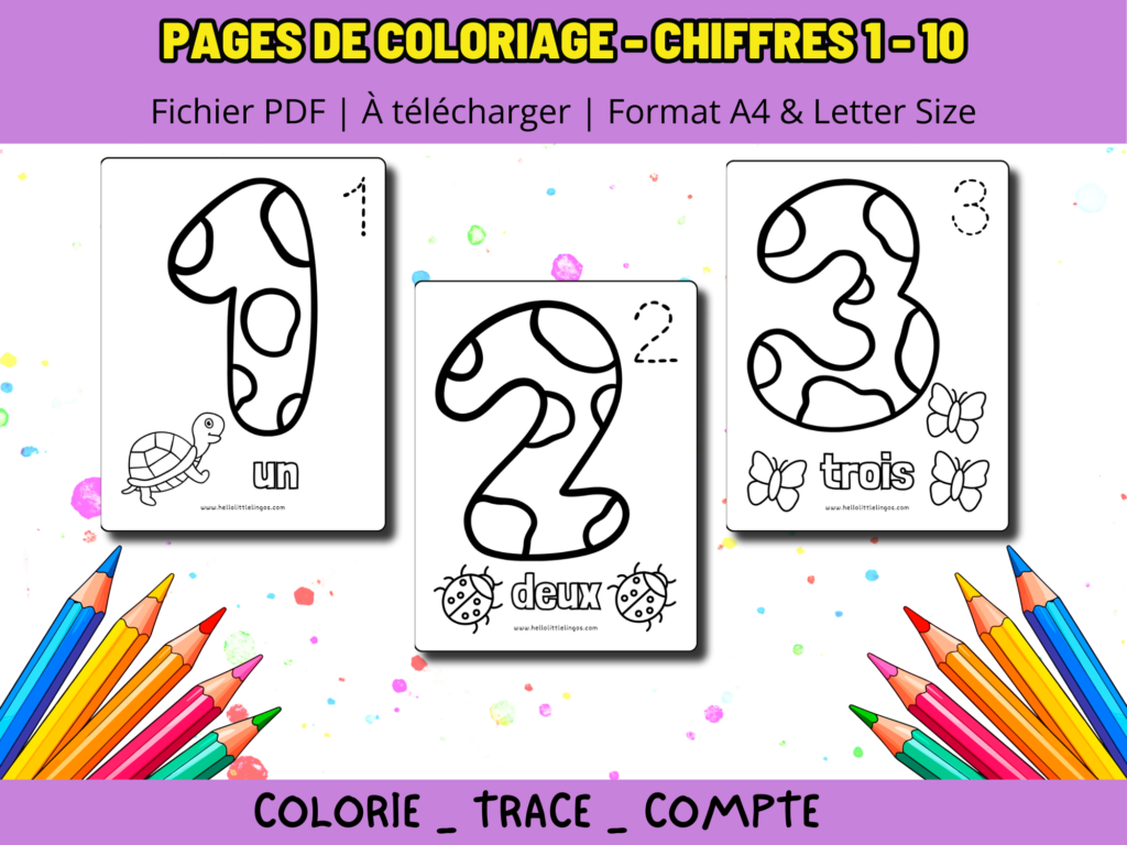 free number coloring pages for kids in french