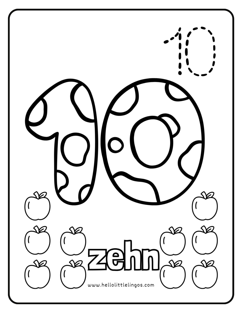 german coloring number workheet number 10