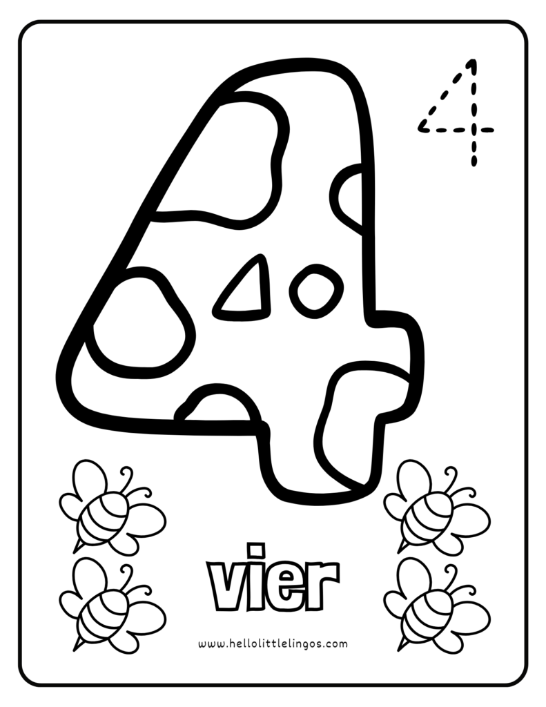 german coloring number workheet number 4