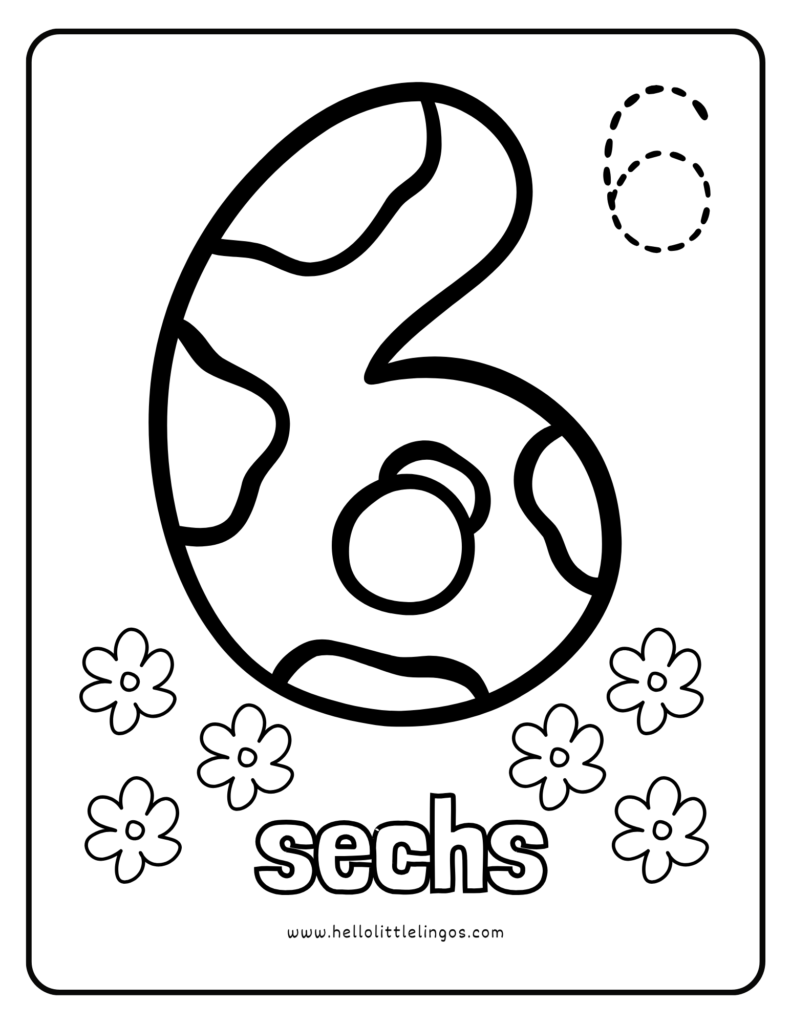 german coloring number workheet number 6