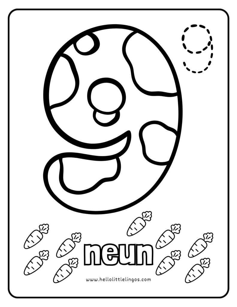 german coloring number workheet number 9