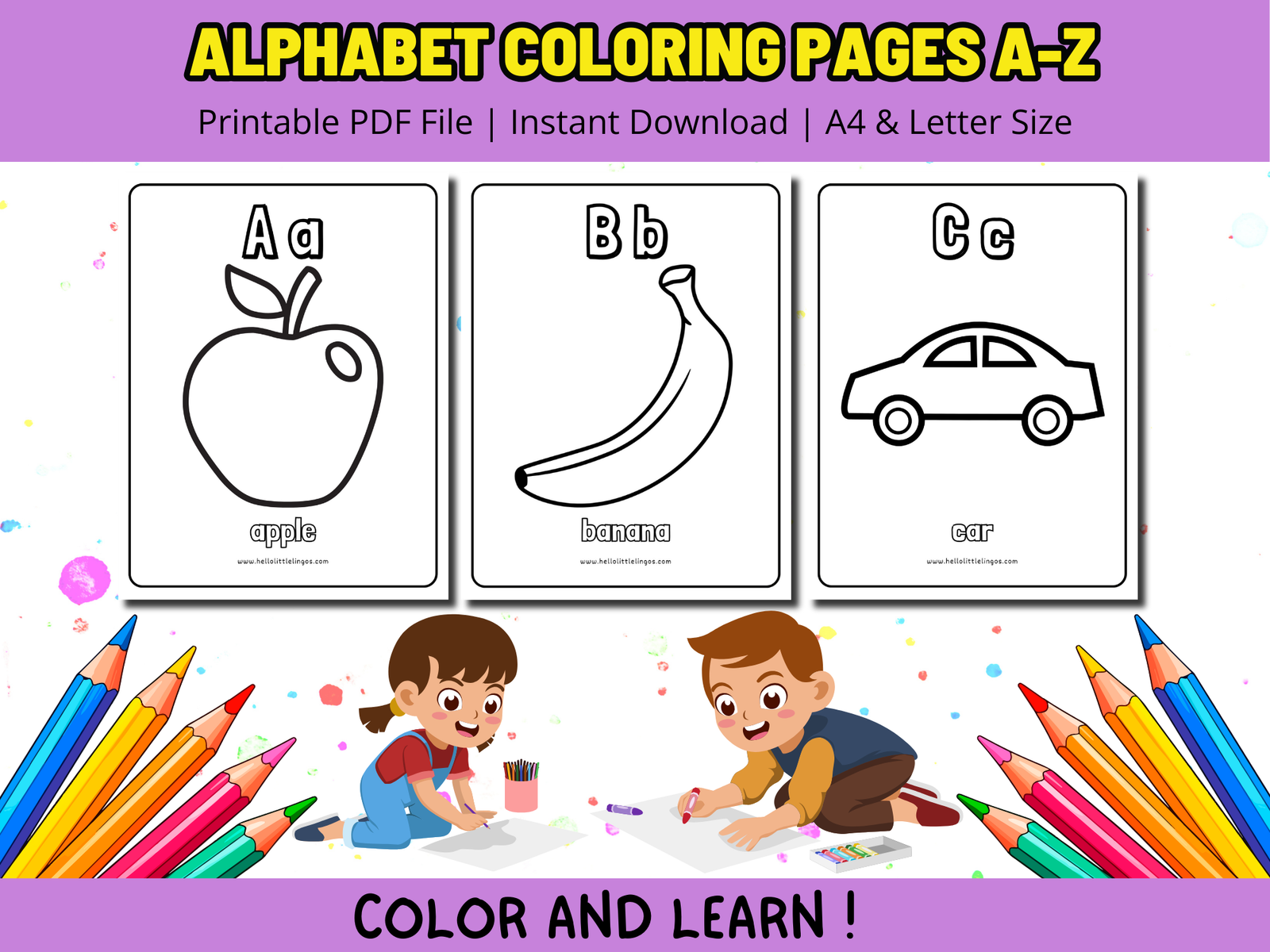 free alphabet coloring pages for kids in english