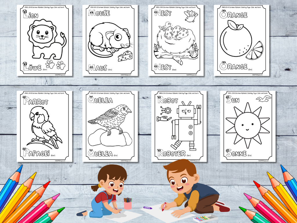 coloring activity in german for bilingual students