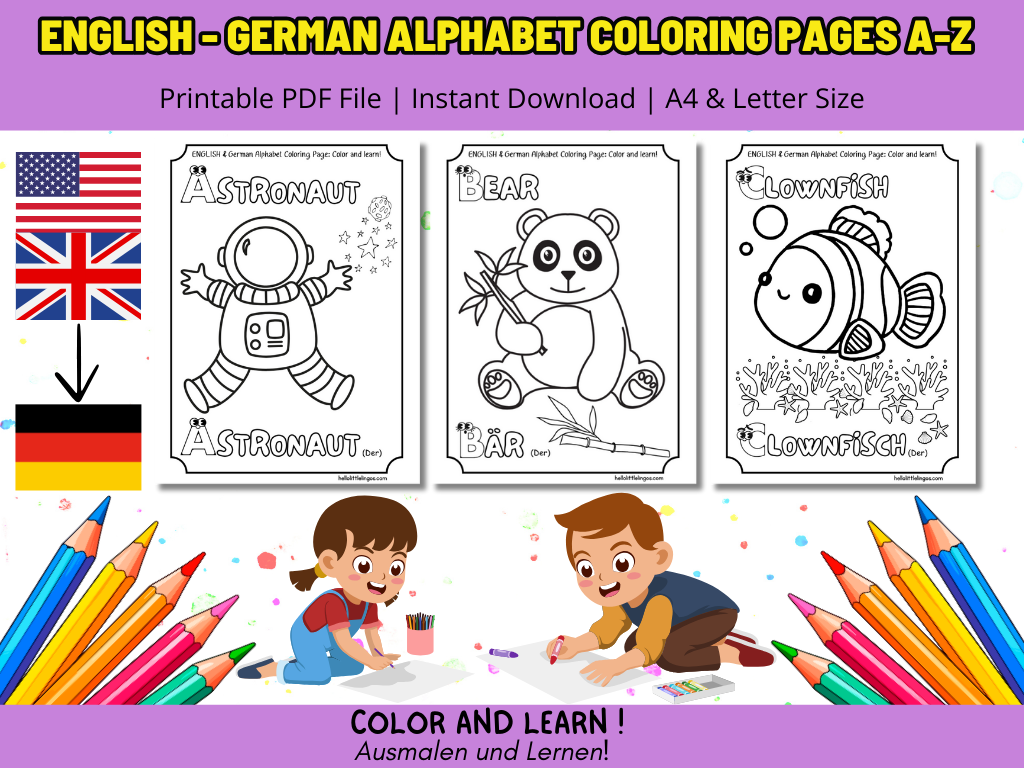 free printable alphabet coloring pages in english and german