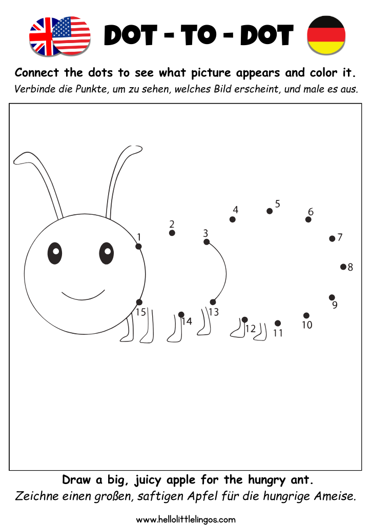 bilingual english german free printable worksheets for kindergarten dot to dot