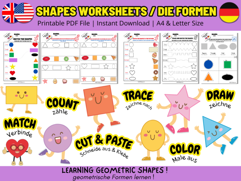 english german shapes worksheets printable