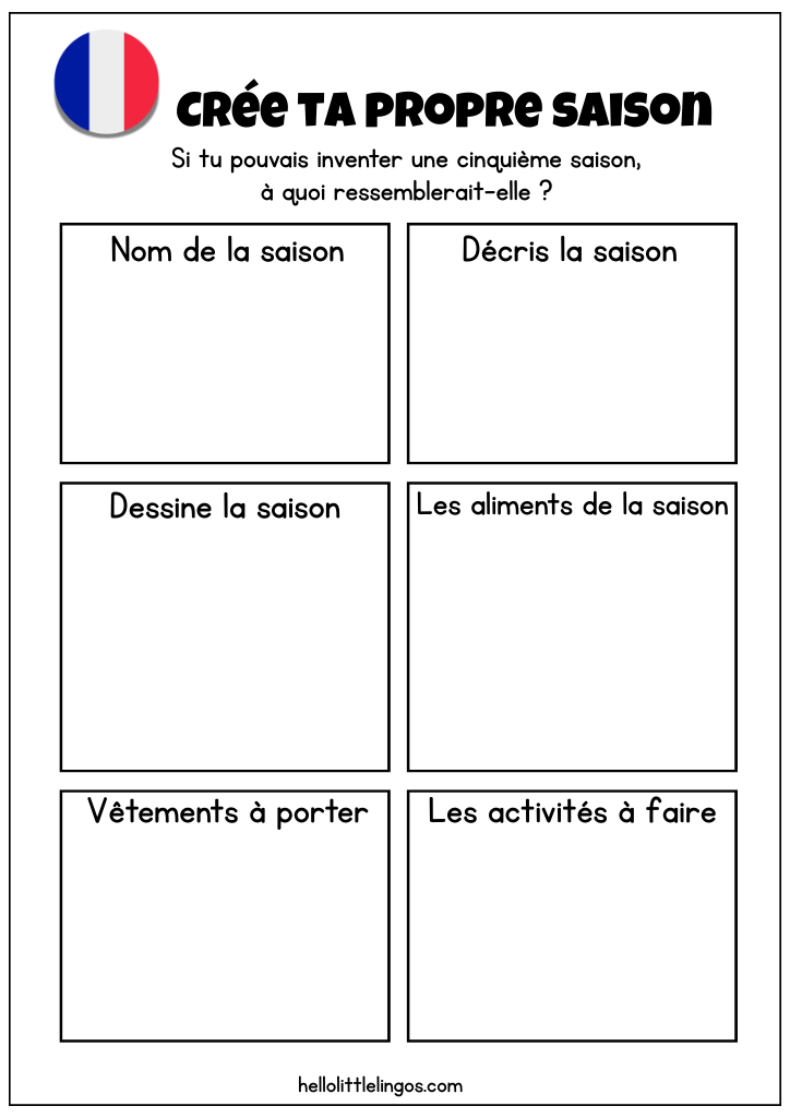 seasons worksheets in french free pdf download