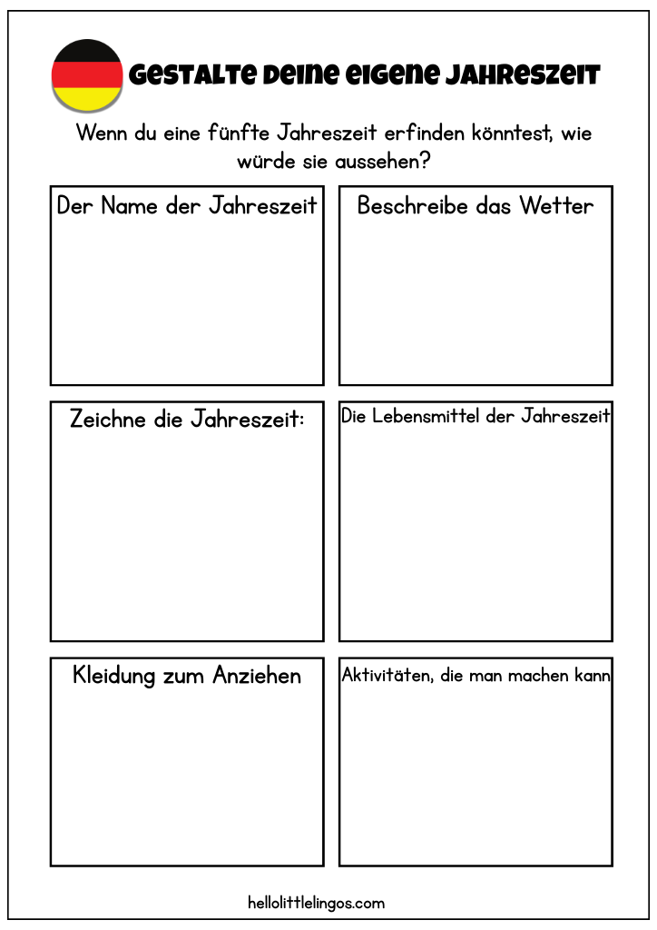 seasons worksheets printable in german