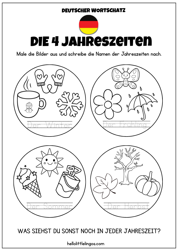 seasons printable worksheets in german