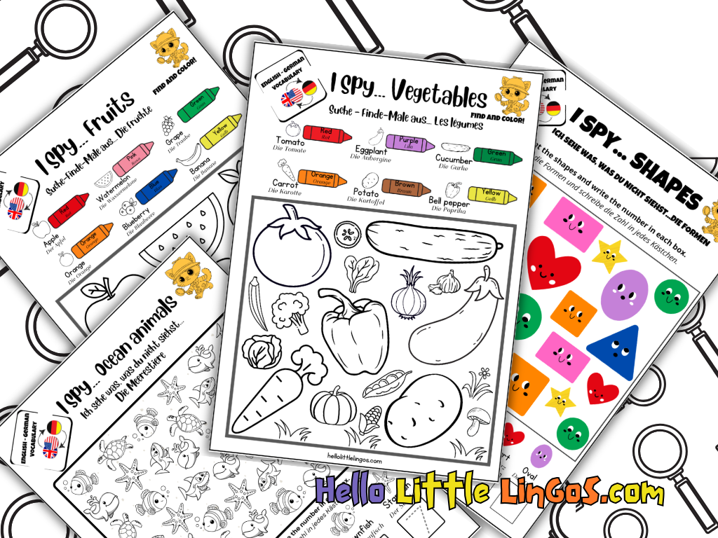 I spy worksheets in german free PDF