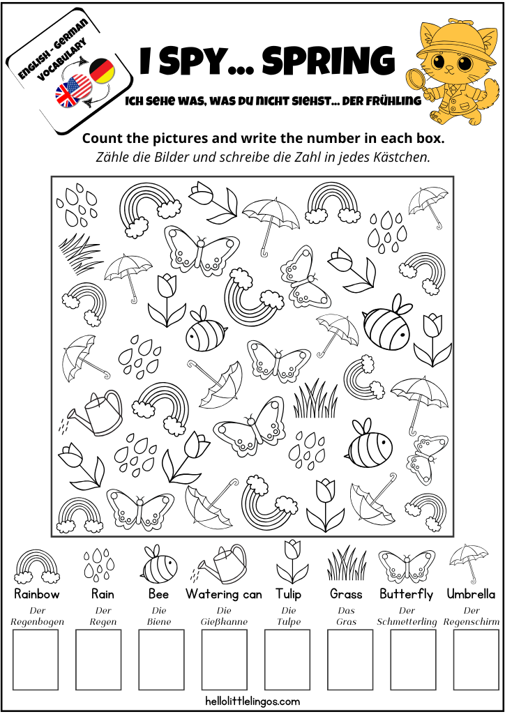 I spy spring free printable in german