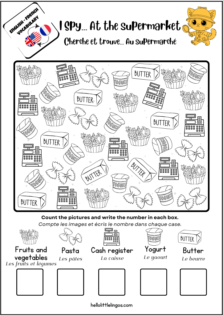 supermarket I spy worksheets for kids