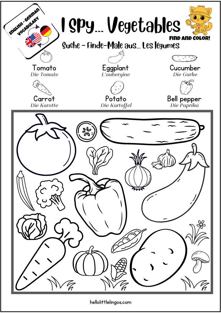 I spy vegetables free pfd worksheet in english
