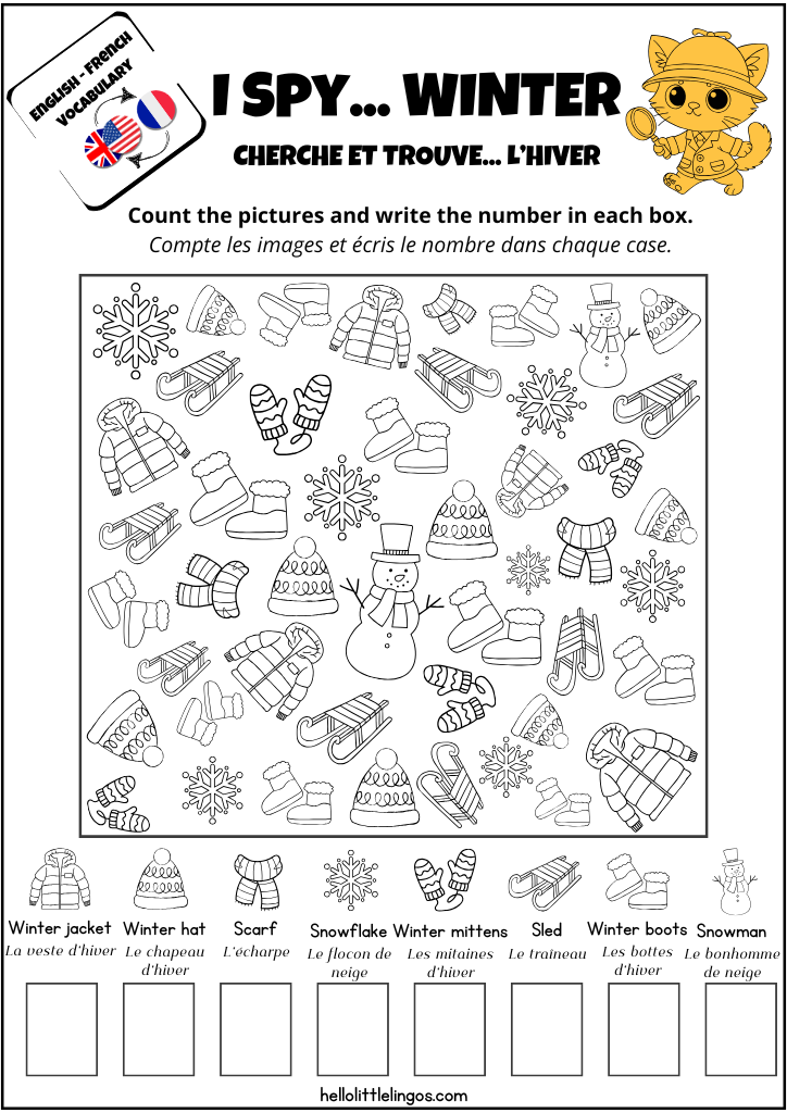 Winter I spy printable activity