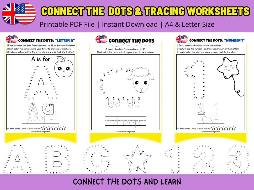 Connect The Dots - Dot to Dots for kids free printable worksheets