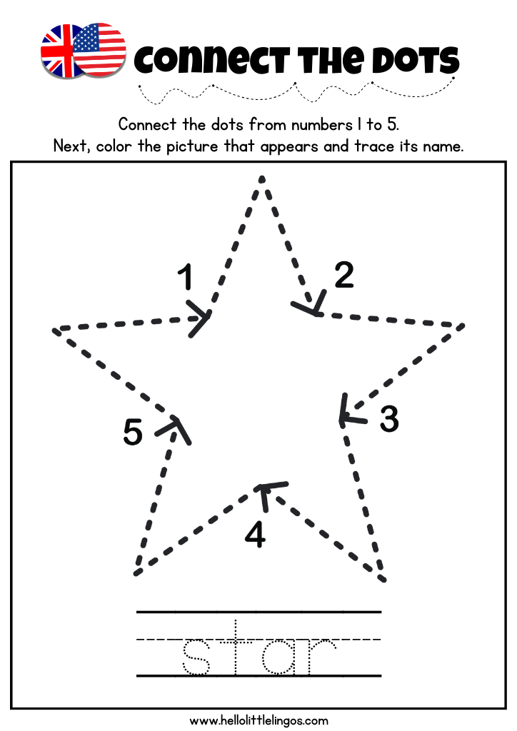 Fun printable dot to dot activity – connect numbers to reveal star