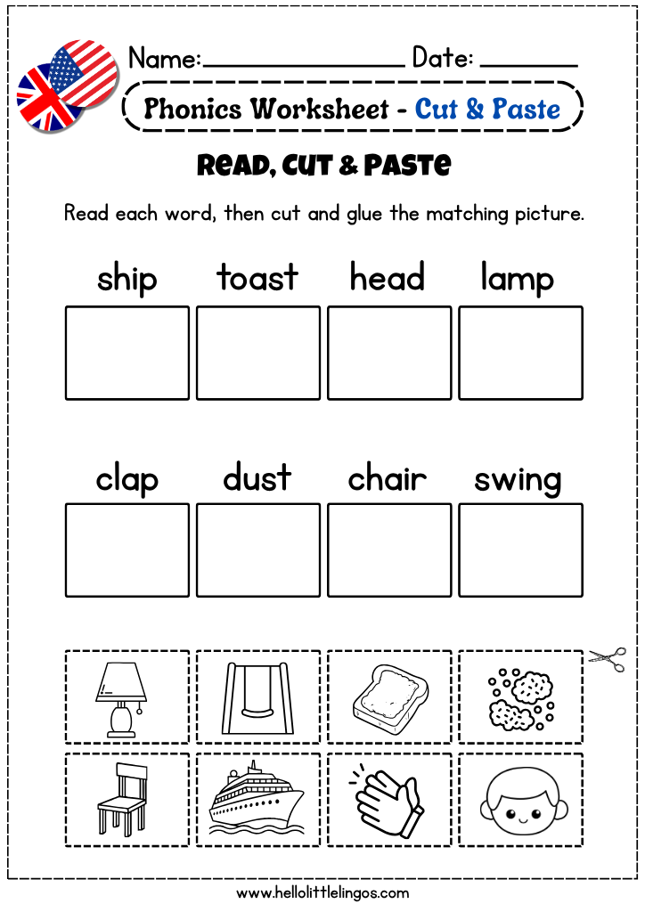 cut and paste phonics worksheets for kids free pdf printable