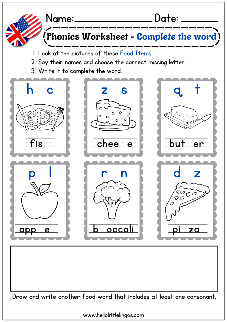 phonics worksheets printable with pictures