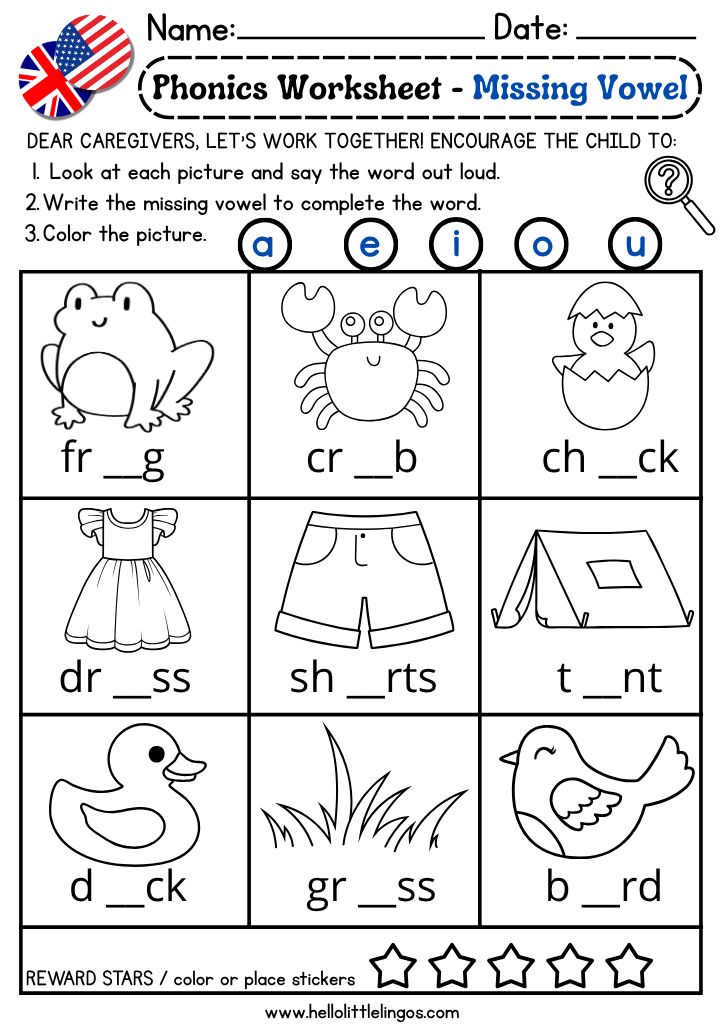 Fun phonics practice worksheets for kindergarten