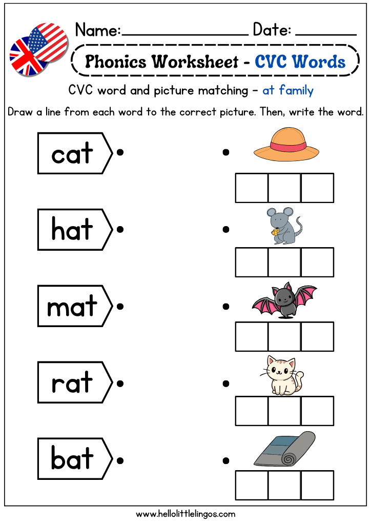 simple printable phonics workheets free PDF
