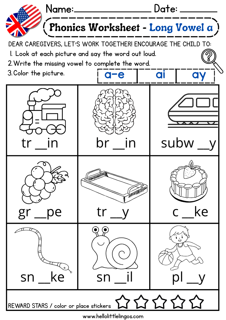 preschool Free phonics worksheets printables