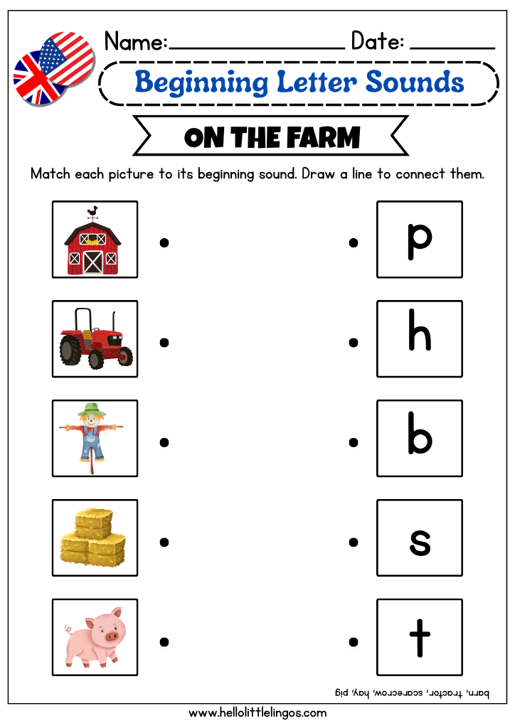 Free phonics worksheets for ESL or bilingual learners
