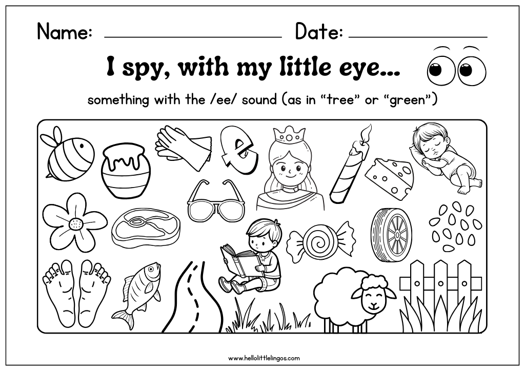Free phonics worksheets I spy