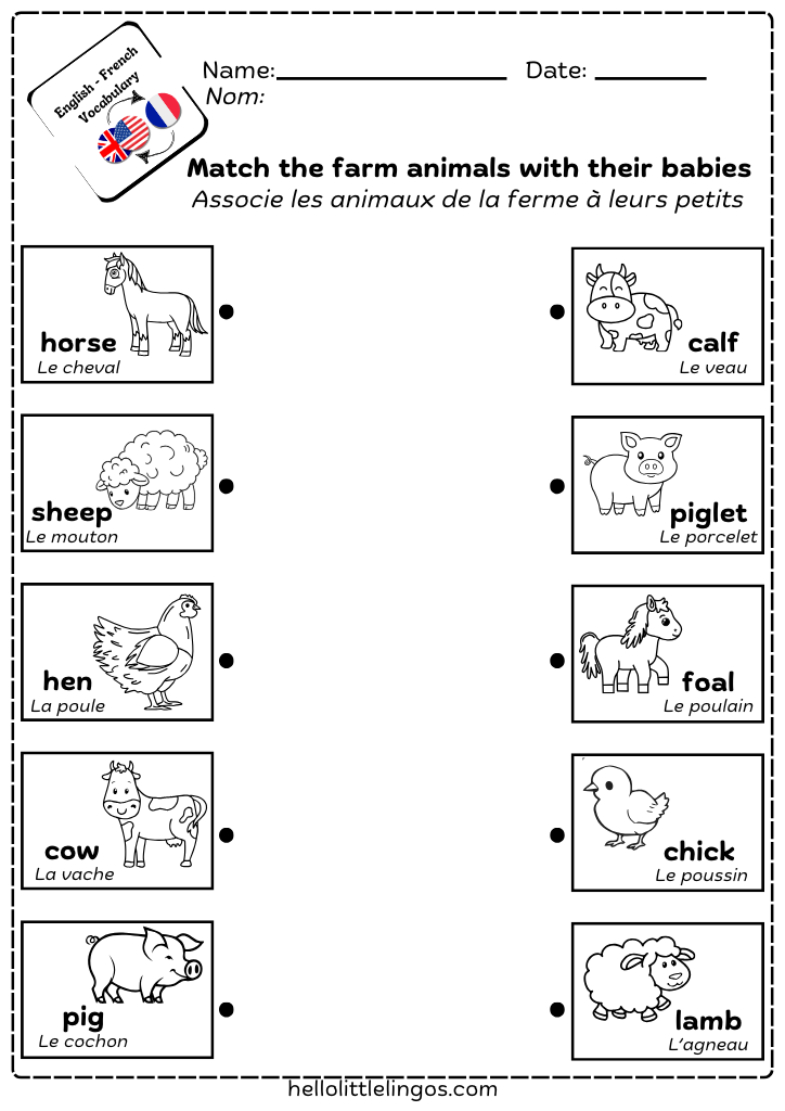 match farm animals with their babies
