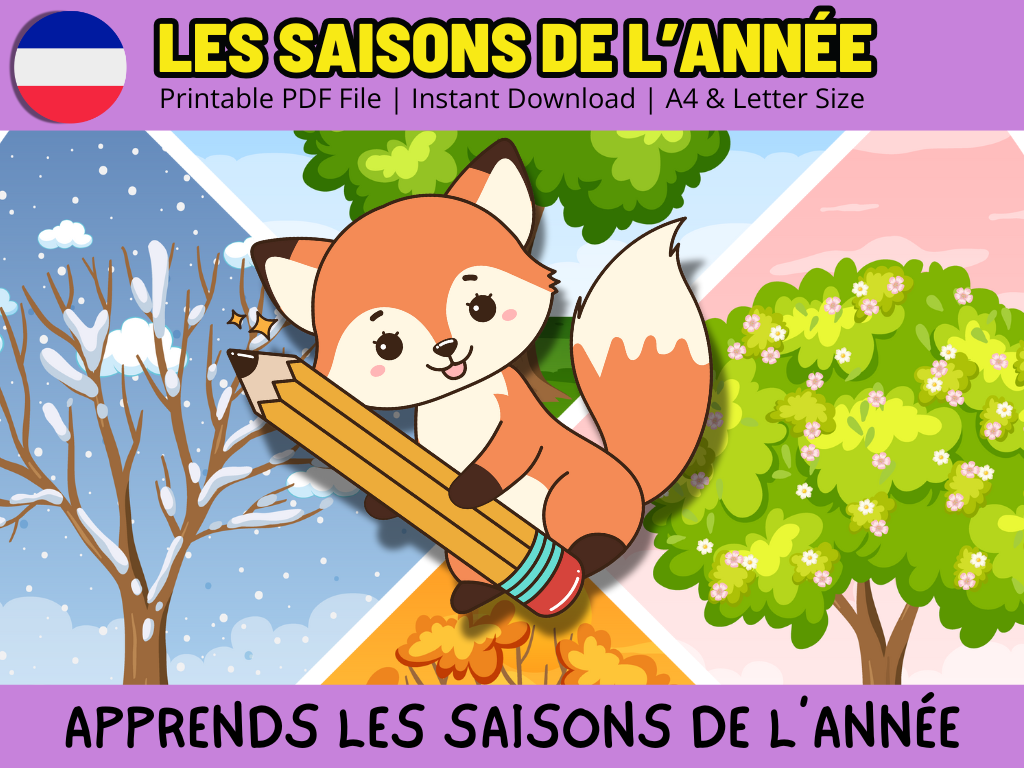 seasons worksheets for kids in french -free printable