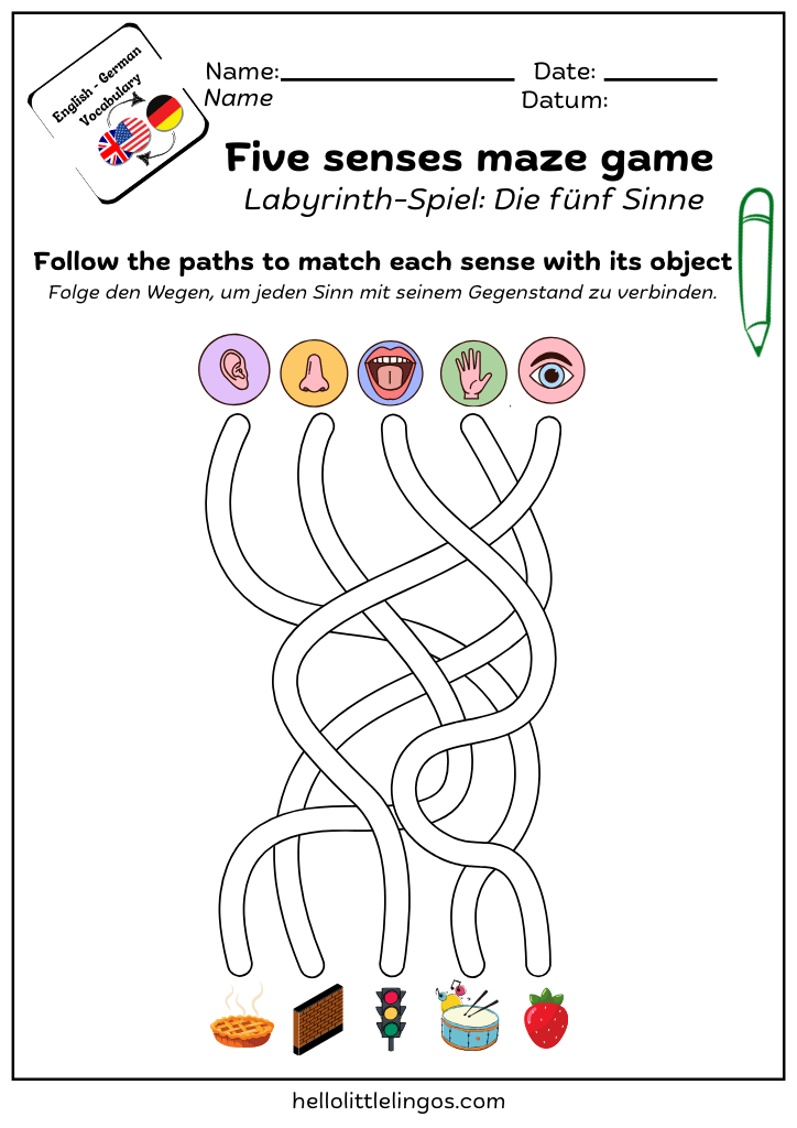 five senses maze game for children - free download