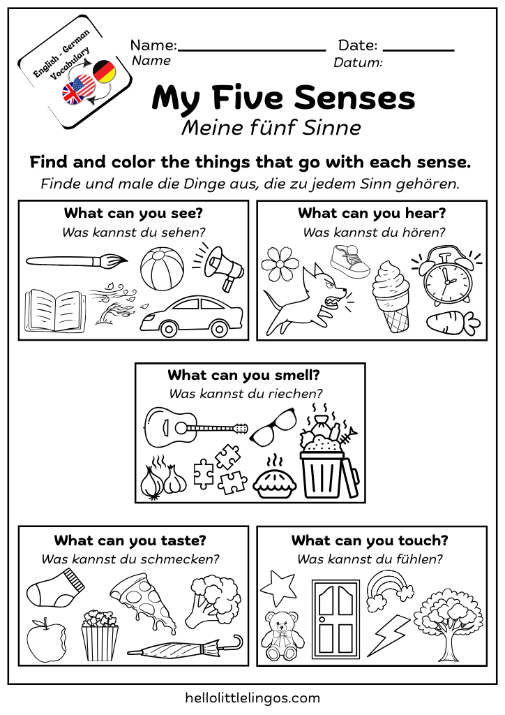 my five senses activities for kids - free pfd download