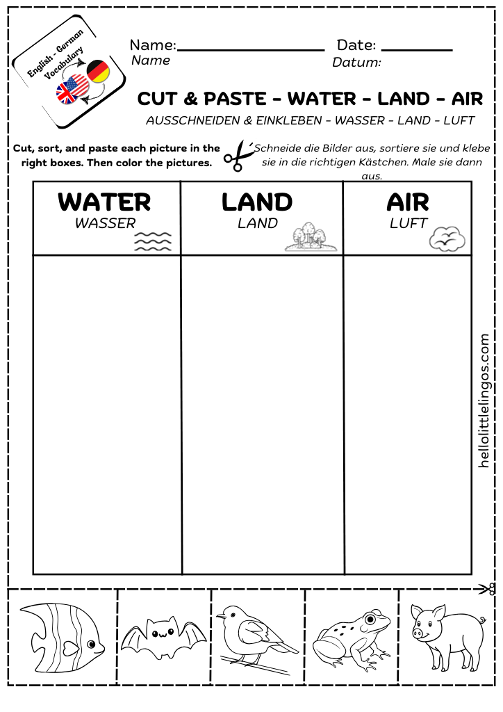 fun science activities for primary school - water, land, air - free pdf