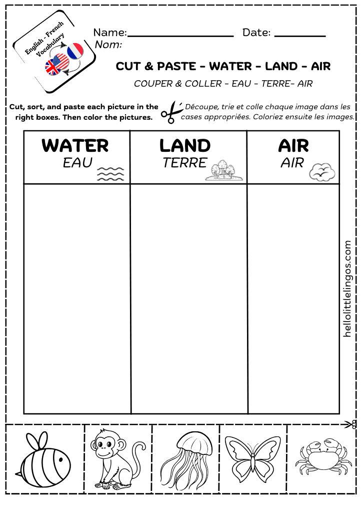 cut and paste activities for children - free pdf science worksheet