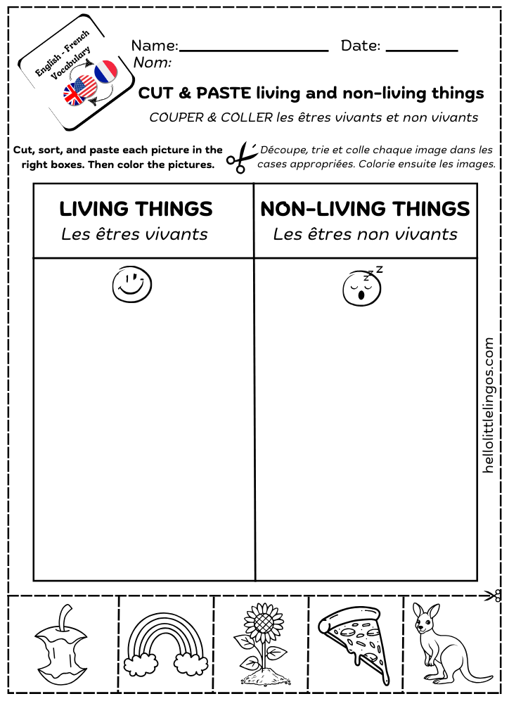science activities for primary school - cut and paste worksheets
