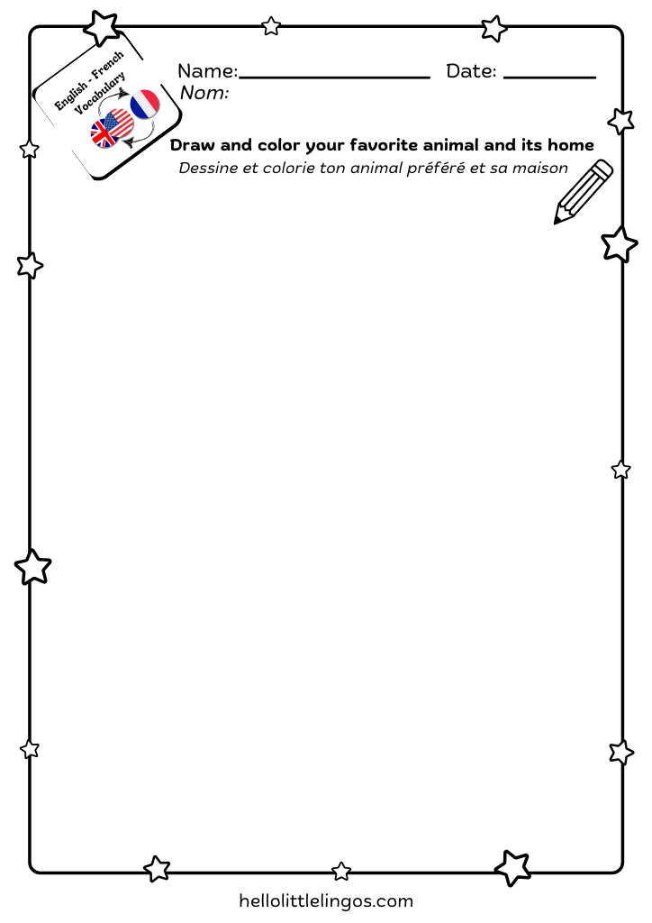 free science worksheet printable for kids- draw your favorite animal
