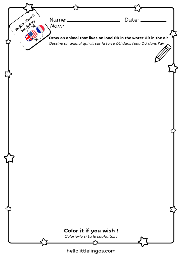 Free Bilingual Science Activities for Children-Drawing animals