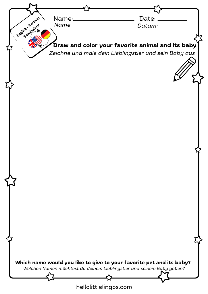 drawing and coloring worksheets for kids - animals