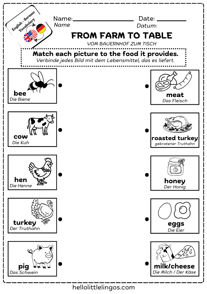 bilingual game worksheets for kids in german and english- free pdf download