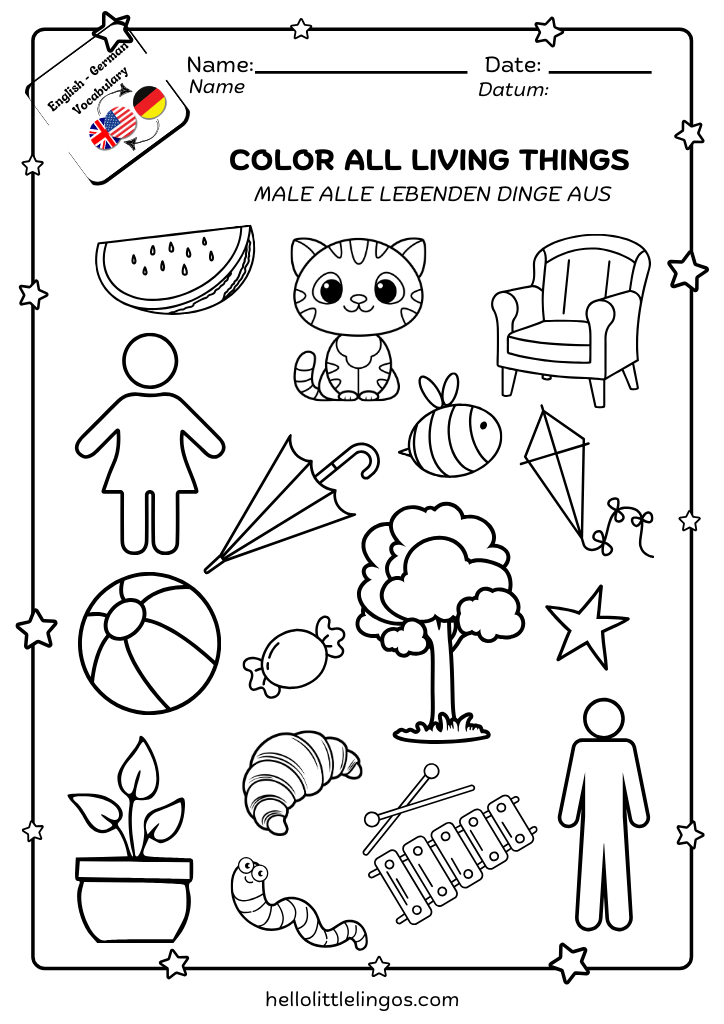 fun coloring activities for kindergarten -living things