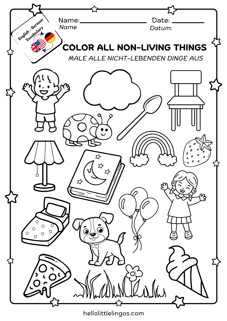 coloring activities for kindergarten - non-living things