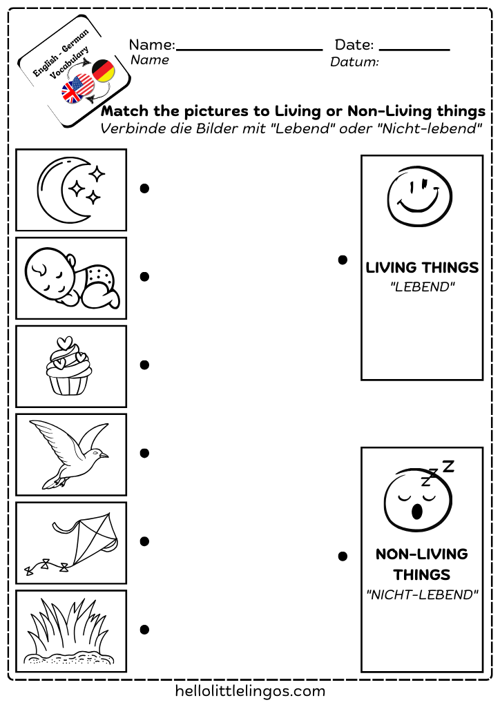 living and non-living things activities worksheets for kids