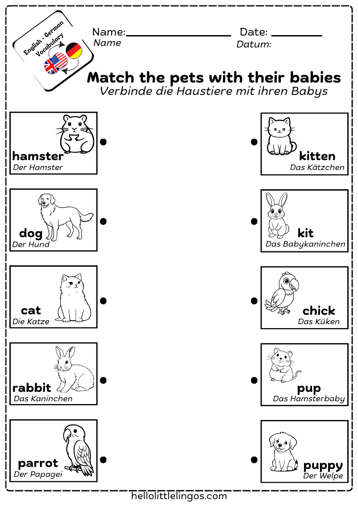 bilingual activities for kindergarten - german and english