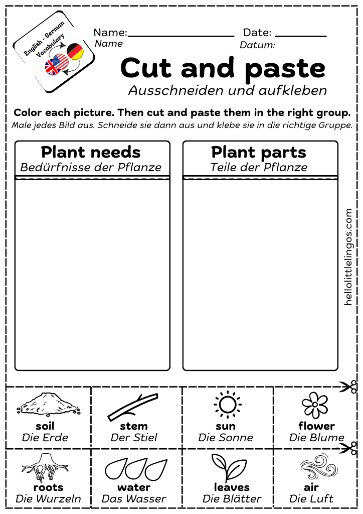 free pdf printable science activities for kids-cut and paste